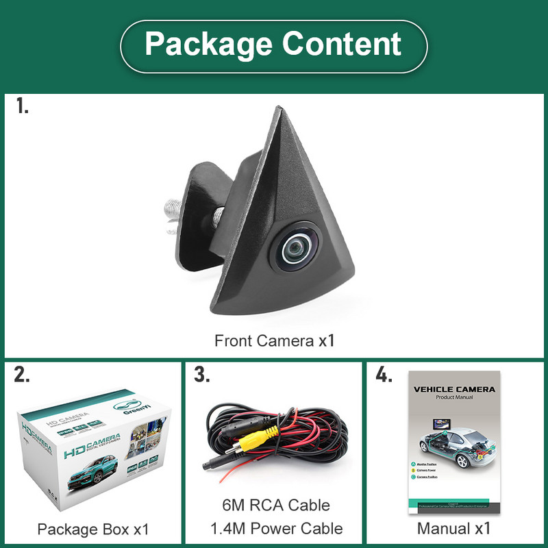 Greenyi AHD 170 grade 1080P Fisheye Lens CCD Vedere frontală înainte Logo Camera pentru VW Passat Golf/ Polo/Tiguan/Jetta Polar