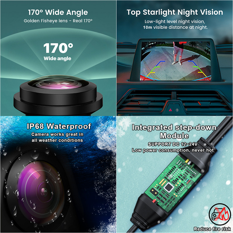 GreenYi 170 grade 1920x1080P HD AHD Viziunea de noapte Cameră de marșarier pentru vehicul cu vedere spate pentru Kia K5 2011-2013 Orificiu rezervat portbagaj