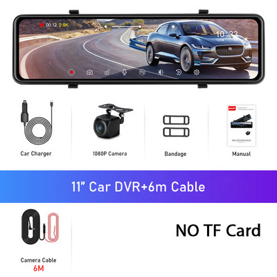 Jansite Car Dvr 11 inch 2K Ecran tactil Ecran de înregistrare video Oglindă de streaming cu cameră față spate camera de bord pentru viziune de noapte