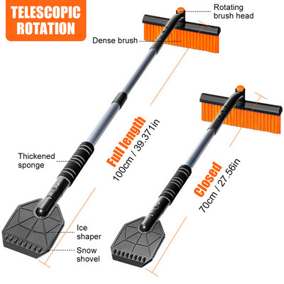 Ξύστρα πάγου για φτυάρι αυτοκινήτου με λαβή αφρού με επεκτεινόμενη λαβή βούρτσας Πολυλειτουργικό εργαλείο καθαρισμού αυτοκινήτου Χειμερινό αφαίρεση χιονιού πάγου