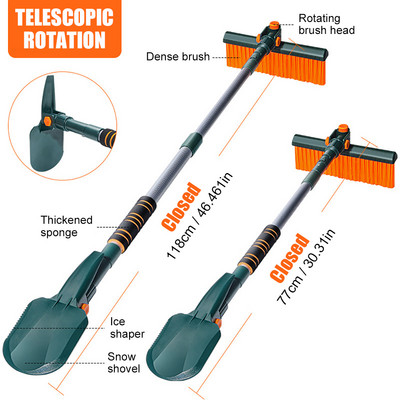 Ξύστρα πάγου για φτυάρι αυτοκινήτου με λαβή αφρού με επεκτεινόμενη λαβή βούρτσας Πολυλειτουργικό εργαλείο καθαρισμού αυτοκινήτου Χειμερινό αφαίρεση χιονιού πάγου