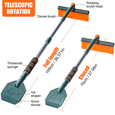 Ξύστρα πάγου για φτυάρι αυτοκινήτου με λαβή αφρού με επεκτεινόμενη λαβή βούρτσας Πολυλειτουργικό εργαλείο καθαρισμού αυτοκινήτου Χειμερινό αφαίρεση χιονιού πάγου