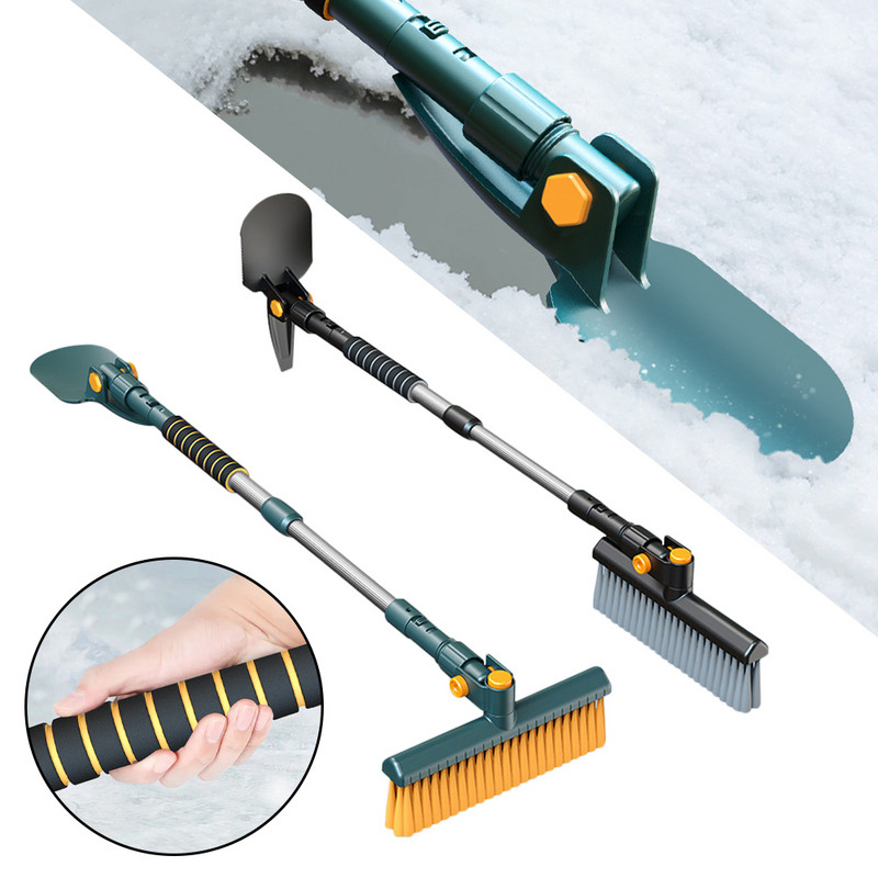Ξύστρα πάγου για φτυάρι αυτοκινήτου με λαβή αφρού με επεκτεινόμενη λαβή βούρτσας Πολυλειτουργικό εργαλείο καθαρισμού αυτοκινήτου Χειμερινό αφαίρεση χιονιού πάγου