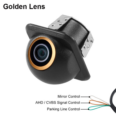 GreenYi Mini 360 ümber Paigaldage AHD 720P Öönägemine Kuldse kalasilm-objektiiviga sõiduki parkimise tagurpidi eesmine tagumine külgvaatekaamera