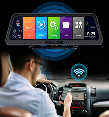 10 ιντσών 4G Dashboard Driving Recorder Android 8.1 2GB+32GB Car DVR ADAS WIFI GPS Navigation Registrar HD 1080P Video Recorder