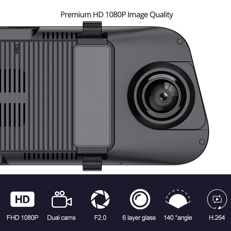 Cameră de bord 10" 4G Android 8.1 Navigație GPS ADAS Oglindă retrovizoare pentru mașină Camera Full HD 1080P Înregistrare video auto DVR WiFi BT