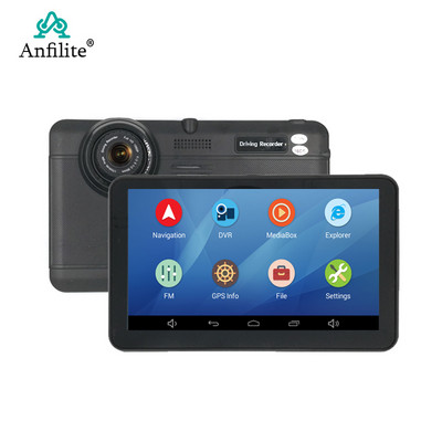 Anfilite 7 colių talpinis ekranas, automobilinis skaitmeninis skaitmeninis fotoaparatas Android GPS navigatorius WIFI Full HD 1080P vaizdo įrašų sunkvežimis įrašymo įrenginys Registratorius prietaisų skydelio kamera