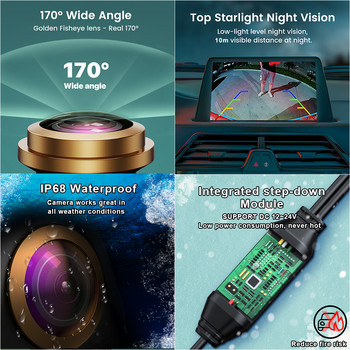 Специална 5-пинова HD AHD 1080P 170° обектив тип рибешко око за обратно виждане, замяна на резервна камера за VW, превключвател, емблема, лого, дръжка