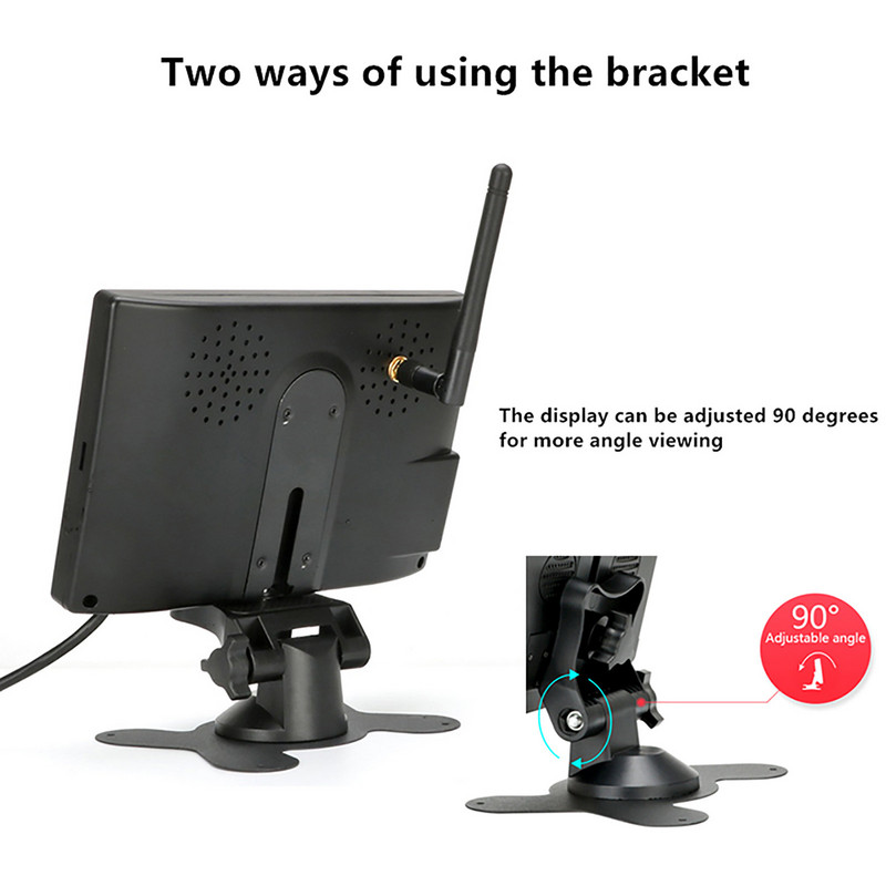 7-tolline juhtmevaba automonitori ekraan Vastupidav auto tagurduskaamera komplekt 18 infrapunatuled Öönägemine tagurpidi sõiduki tagurdamine