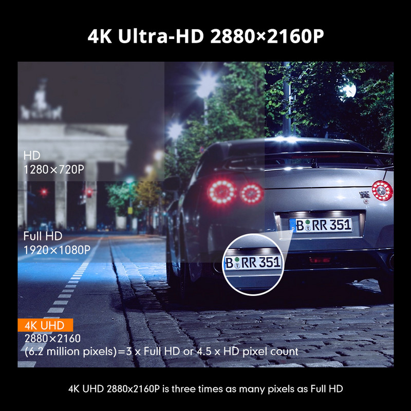 Cameră de bord 4K Cameră frontală 2160P + Cameră spate 1080P cu lentilă duală Înregistrator DVR pentru mașină GPS încorporat WiFi WDR Cameră video automată cu viziune de noapte