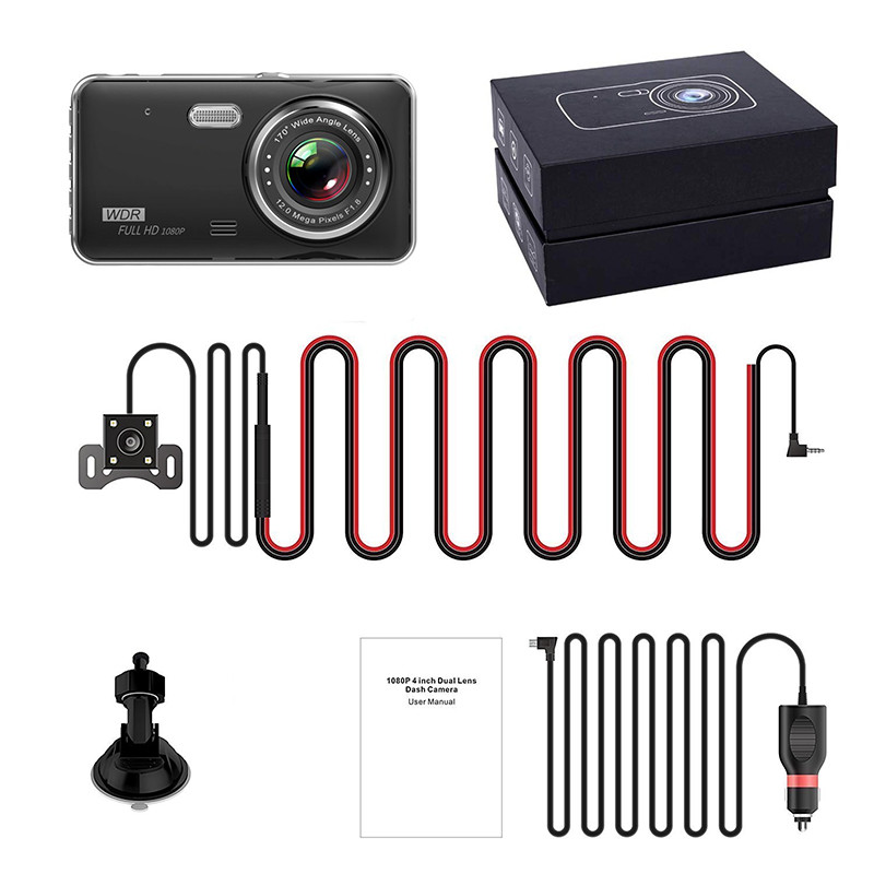 Anfilite 4.0" Κάμερα Dvr αυτοκινήτου Full HD 1080P Dash Cam Auto Registrator με διπλό φακό νυχτερινή όραση με κάμερα οπισθοπορείας εγγραφής βίντεο