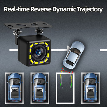 Boenkai Universal Car Rearview Camera 12 LED CCD with Dynamic Trajectory Parking Line Reversing Waterproof NTSC Vehicle Camera
