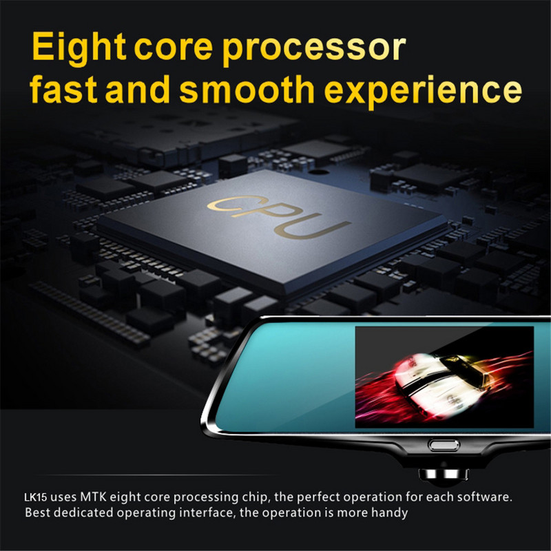 DVR pentru mașină de 5 inchi 360 ° Înregistrare video panoramică Lentilă Fisheye în 5 direcții fără unghi mort Dashcam IPS HD LCD Ecran tactil Oglindă retrovizoare