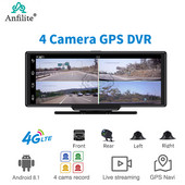4 kanaliga auto panoraam-DVR tahavaate peegelkaamera salvesti 4G Android 8.1 2 GB RAM 32 GB ROM WIFI BT GPS Navigatsiooni armatuurkaamera