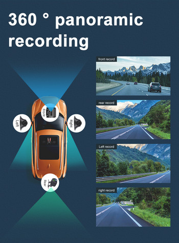 4 καναλιών πανοραμικό αυτοκίνητο DVR Rear View Mirror Camera Recorder 4G Android 8.1 2GB RAM 32GB ROM WIFI BT GPS Navigation dash cam