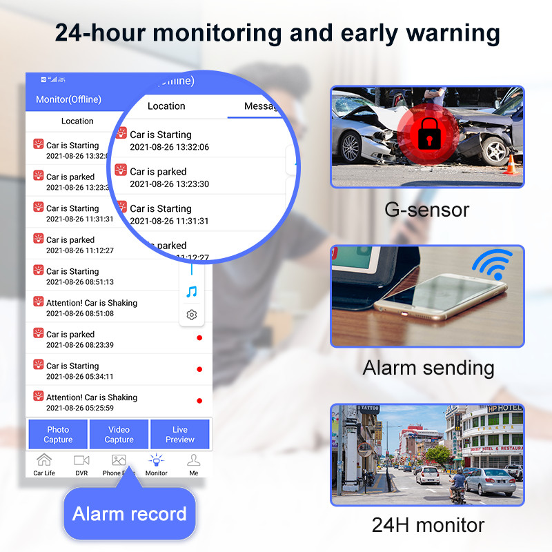 4 kanaliga auto panoraam-DVR tahavaate peegelkaamera salvesti 4G Android 8.1 2 GB RAM 32 GB ROM WIFI BT GPS Navigatsiooni armatuurkaamera