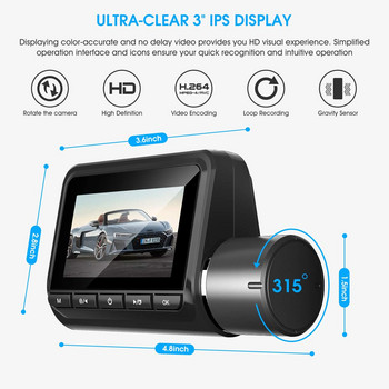 Автомобилен DVR с двоен обектив 4K Видеорекордер за табло 3\'\' LCD преден и заден 2160P+1080P Двойни камери Dashcam WIFI GPS ADAS Нощно виждане