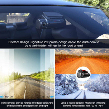 Εγγραφή βίντεο ταμπλό αυτοκινήτου DVR 4K με διπλό φακό 3\'\' LCD εμπρός και πίσω 2160P+1080P Διπλές κάμερες Dashcam WIFI GPS ADAS Night Vision