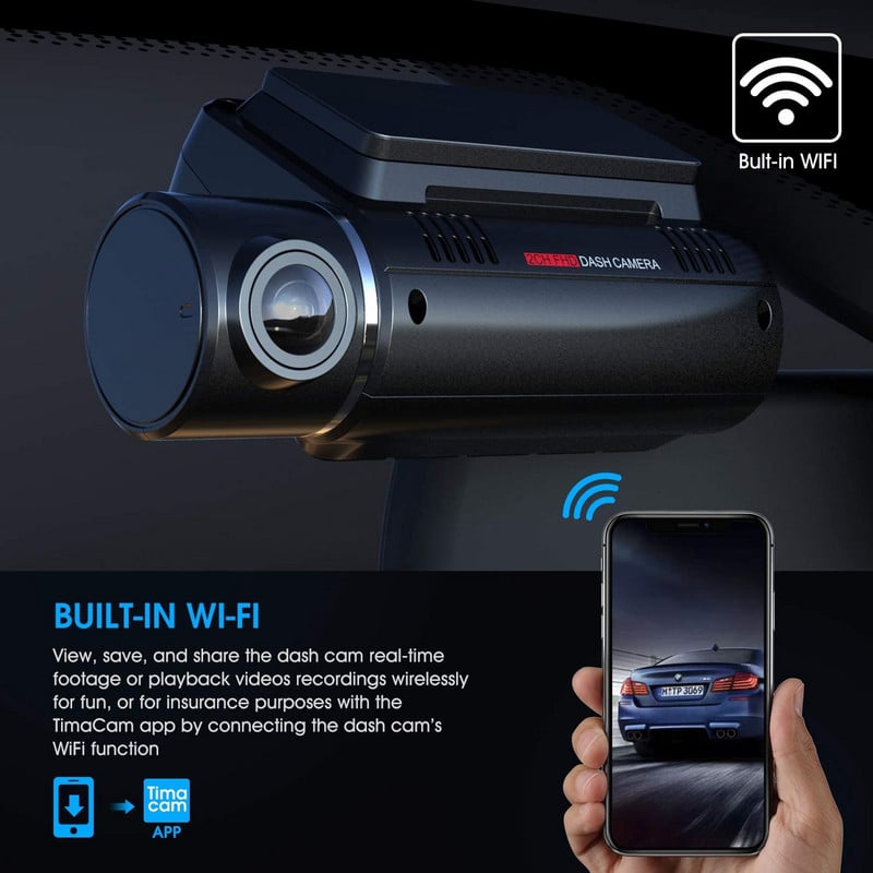 Εγγραφή βίντεο ταμπλό αυτοκινήτου DVR 4K με διπλό φακό 3`` LCD εμπρός και πίσω 2160P+1080P Διπλές κάμερες Dashcam WIFI GPS ADAS Night Vision