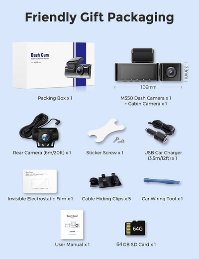 3 Κανάλια 4K+1080P+1080P Εμπρός και πίσω Τρεις κάμερες Εγγραφή βίντεο 3 ιντσών GPS/WiFi Dash Cam Υπέρυθρη νυχτερινή όραση 24ωρη στάθμευση