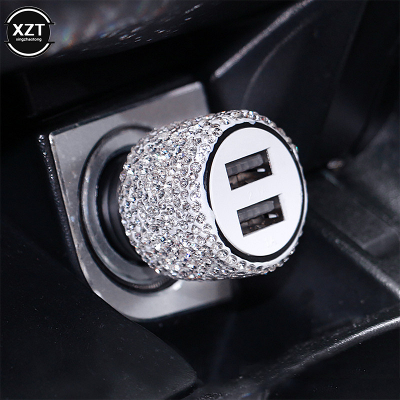 Încărcător cu ciocan de siguranță pentru telefon de mașină, montat pe diamant, încărcător de mașină din aliaj de aluminiu, cu încărcare rapidă, dublu USB