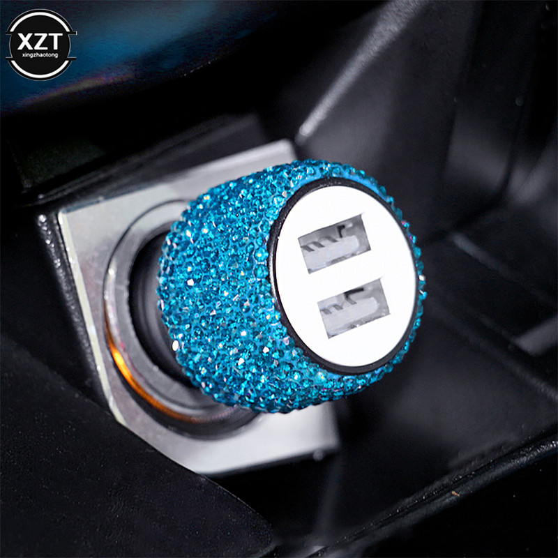 Încărcător cu ciocan de siguranță pentru telefon de mașină, montat pe diamant, încărcător de mașină din aliaj de aluminiu, cu încărcare rapidă, dublu USB