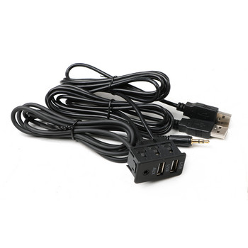 150CM 3 Styles Car Dash Flush Mount AUX USB Panel Port Auto Boat Dual USB Extension Cable Adapter for Volkswagen Toyota