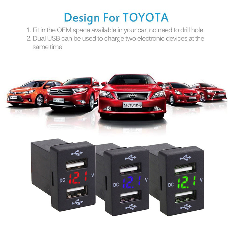 2.1A Dual USB auto utičnica punjač 12-24V promotivni LED USB auto adapter punjač za Toyotu za mobitel auto punjač D5
