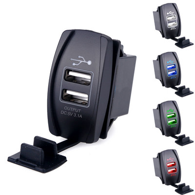 Универсално двойно USB 12v зарядно за кола Ново 3.1A 4.2A 2 порта Мини адаптер за автоматично зарядно устройство за автомобил, мотоциклет, водоустойчив за телефон