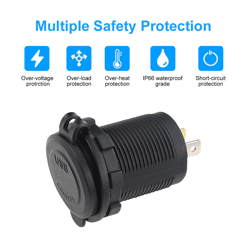 Încărcător de mașină universal dublu USB 12v Nou 3.1A 4.2A 2 porturi Adaptor mini încărcător auto pentru mașină motocicletă rezistent la apă pentru telefon