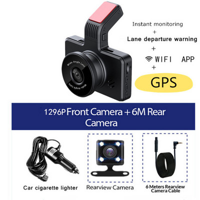 Cameră de bord de 3 inchi 1080P cu lentile duble DVR pentru mașină Înregistrare GPS WiFi încorporat Cameră de bord Înregistrare în buclă cu unghi larg de 170° Monitor de parcare 24 de ore