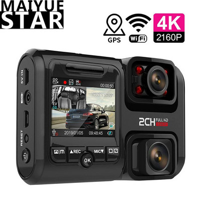 4K Dash Cam Sprint kamera Ultra HD 1080P kétlencsés autós DVR beépített Sony képérzékelő kamera GPS WIFI ADAS éjjellátó monitor