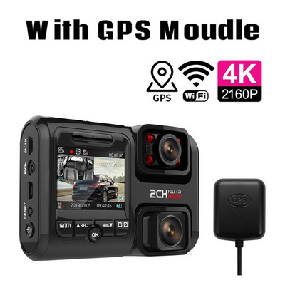 4K Dash Cam Sprint Camera Ultra HD 1080P cu lentile duale DVR auto incorporat Sony Senzor de imagine Camera GPS WIFI ADAS Monitor de vedere nocturna