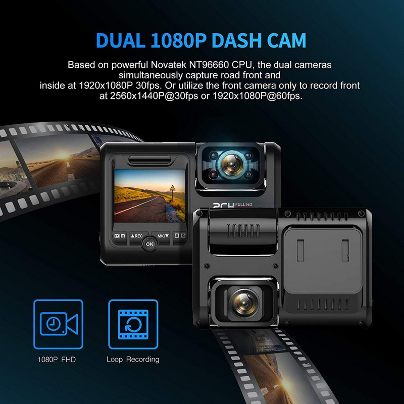 4K Dash Cam Sprint Camera Ultra HD 1080P cu lentile duale DVR auto incorporat Sony Senzor de imagine Camera GPS WIFI ADAS Monitor de vedere nocturna
