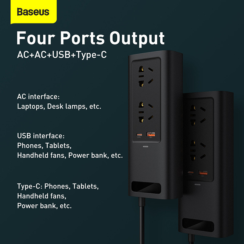 „Baseus“ automobilio keitiklis DC 12V–AC 220V 110V automatinis keitiklis C tipo USB greitasis įkroviklis Europoje automobilio maitinimo adapterio keitiklis