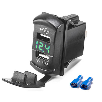 Kahe USB-autolaadija 4,2 A klahv-adapteri pesa LED digitaalne voltmeeter paadi RV-sõiduki Rocker Marine lülituspaneeli jaoks
