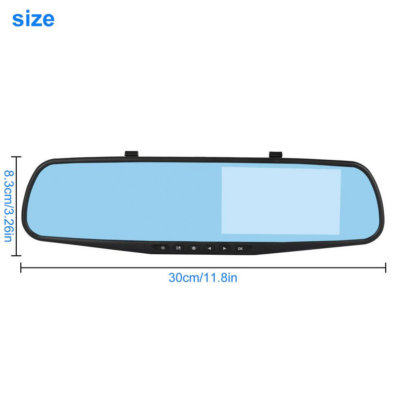 1 σετ 4,3 ιντσών Καθρέφτης οπισθοπορείας Εγγραφέας οδήγησης αυτοκινήτου Μπροστινό Πίσω Διπλή εγγραφή 1080p ευρυγώνια κάμερα ταμπλό 170 μοιρών