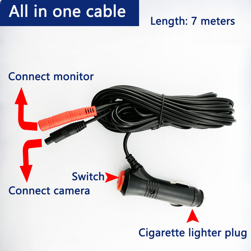 Imagine inversă HD 12V ușor de instalat Evitați cablul rupt Viziunea nocturnă Cameră cu monitor cu afișaj invers