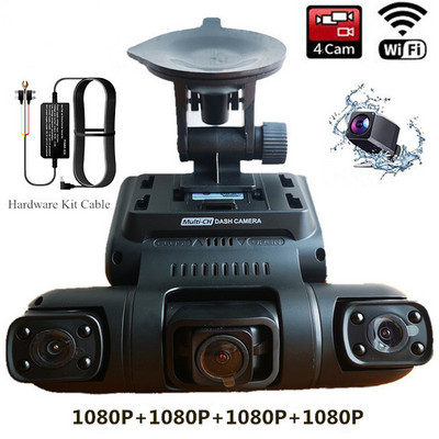4 kanālu Full HD 4*1080P auto DVR WiFi paneļu kamera 8 IR gaismas auto furgons taksometra braukšanas video ierakstītājs 170° 24h autostāvvieta 256g krātuve