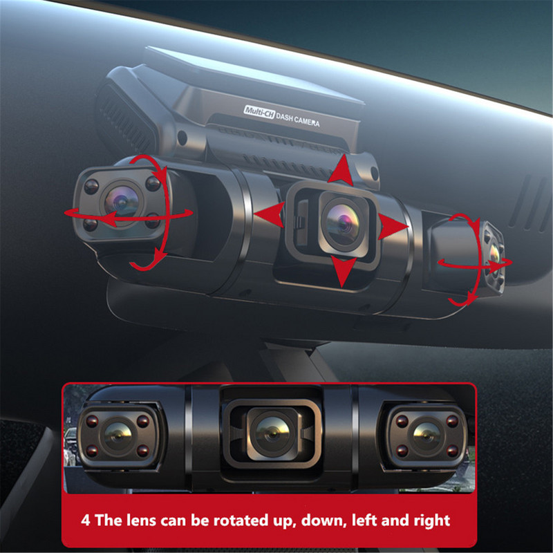 4 kanālu Full HD 4*1080P auto DVR WiFi paneļu kamera 8 IR gaismas auto furgons taksometra braukšanas video ierakstītājs 170° 24h autostāvvieta 256g krātuve