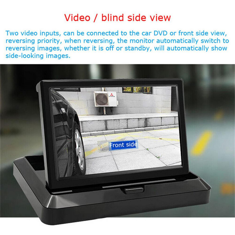 5-tolline TFT LCD HD-ekraan, kahesuunaline AV-sisend, tagurdatav tahavaate varukaamera kokkupandav ekraan