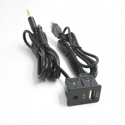 Biurlink 100CM Car Dash Flush Mount Panel Port USB Auto Boat 3,5mm AUX USB Extension Cable Adapter for Volkswagen Toyota