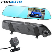 Inregistrator de condus Video DVR pentru masina Dash Camera Inregistrator cu oglinda retrovizoare cu canale dublu Ecran IPS Viziune nocturna Imagine inversa