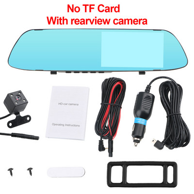 Inregistrator de condus Video DVR pentru masina Dash Camera Inregistrator cu oglinda retrovizoare cu canale dublu Ecran IPS Viziune nocturna Imagine inversa