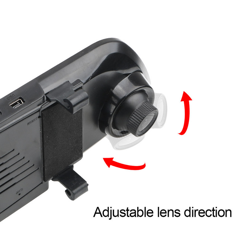 Inregistrator de condus Video DVR pentru masina Dash Camera Inregistrator cu oglinda retrovizoare cu canale dublu Ecran IPS Viziune nocturna Imagine inversa