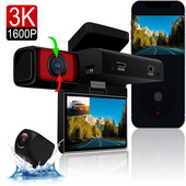 3K UHD Smart Car DashCam 1600P Ecran tactil DVR pentru mașină Înregistrator video rotativ pliabil de 3 inchi WIFI lentilă duală Viziune nocturnă Monitor 24 de ore