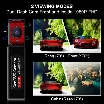 3K UHD Smart Car DashCam 1600P οθόνη αφής αυτοκινήτου DVR 3 ιντσών Αναδιπλούμενο περιστροφικό βίντεο εγγραφής WIFI Οθόνη νυχτερινής όρασης διπλού φακού 24 ωρών