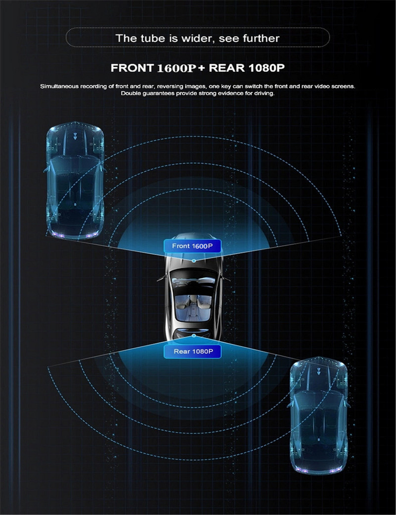 3K UHD Smart Car DashCam 1600P Ecran tactil DVR pentru mașină Înregistrator video rotativ pliabil de 3 inchi WIFI lentilă duală Viziune nocturnă Monitor 24 de ore