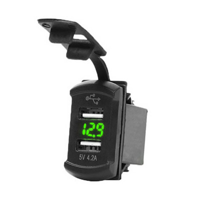 Universalus automobilinis įkroviklis 12V 24V 4,2A ekrano įtampos prievadai Automatinis adapteris Telefonas, atsparus vandeniui, dvigubas USB įkroviklis, skirtas iPhone Huawei Xiaomi