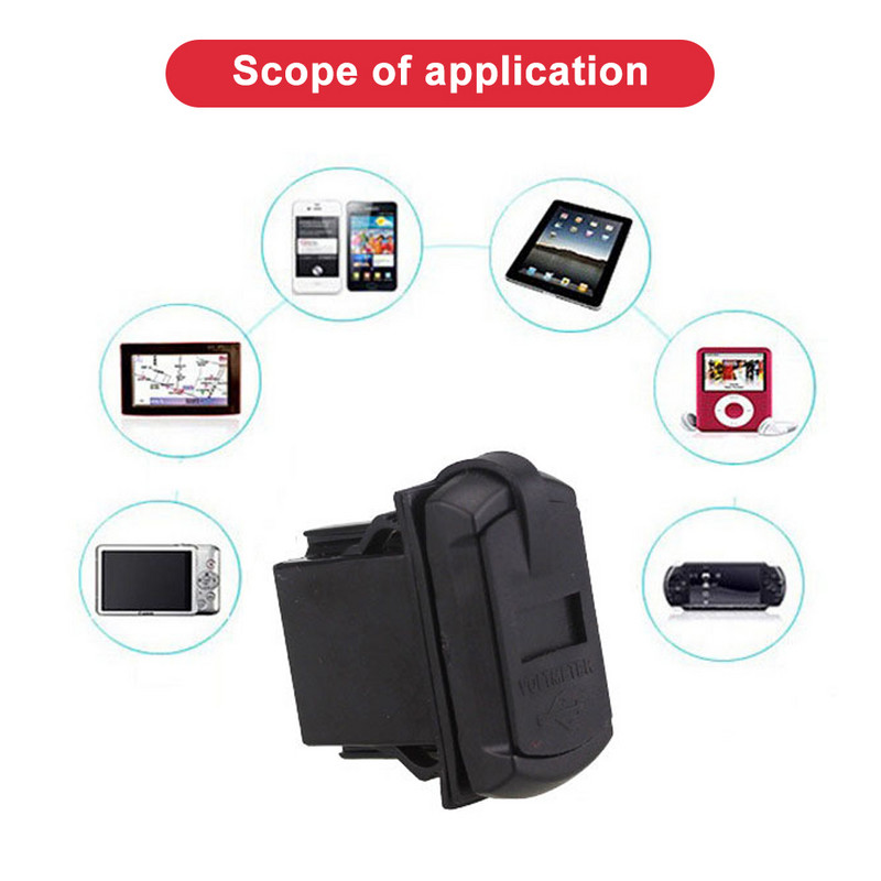 Universalus automobilinis įkroviklis 12V 24V 4,2A ekrano įtampos prievadai Automatinis adapteris Telefonas, atsparus vandeniui, dvigubas USB įkroviklis, skirtas iPhone Huawei Xiaomi